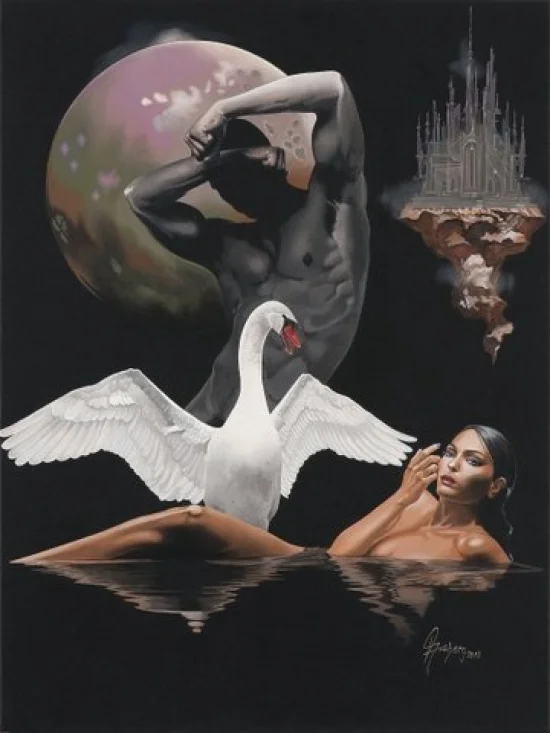 Figural realistic Leda and the Swan  -  €4800