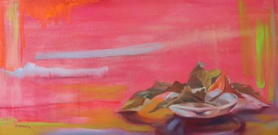 Landscape & Still Life Leaves in red  -  €680