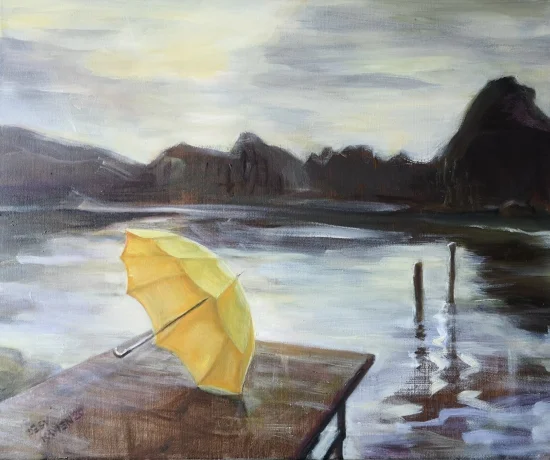 Landscape & Still Life Landscape with yellow umbrella  -  €580