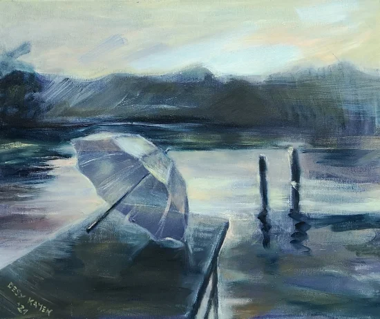 Landscape & Still Life Landscape with blue umbrella  -  €680