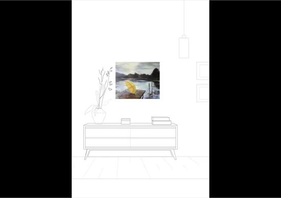 Landscape & Still Life Landscape with yellow umbrella  -  €580