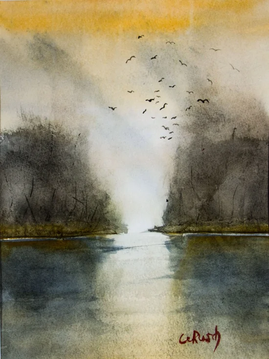 Aquarell River landscape  -  €400