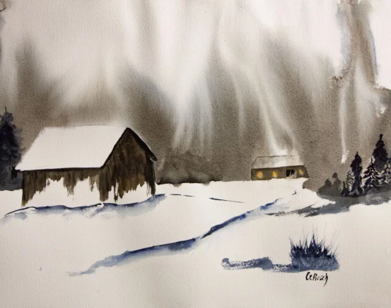 Aquarell Winter landscape 3  -  €400