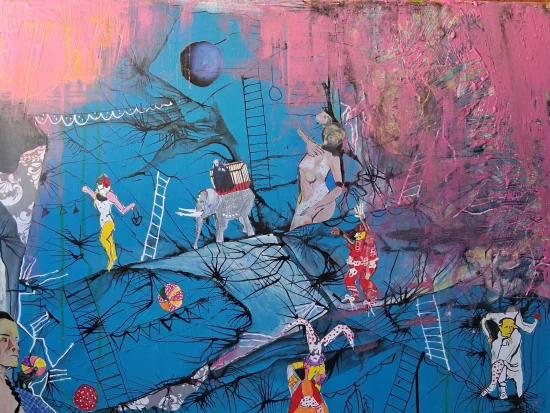Mixed Media & Collage Circus and players - €1000