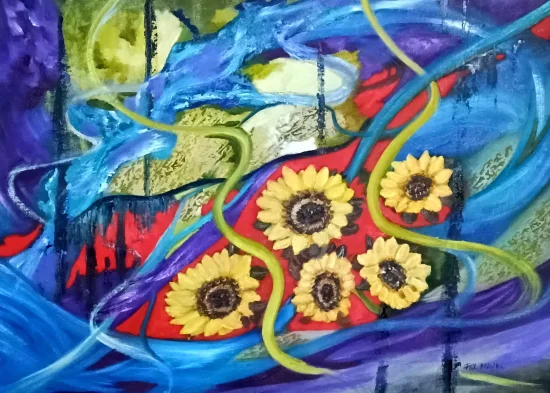 Semiabstract Sunflowers Caught in the Breeze / prints available /  -  €95  -  €2600
