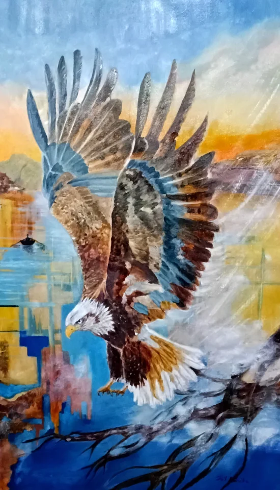 Figural realistic Eagle's Flight Over Dreamlike Horizons  -  €2250